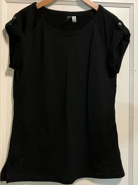 Ibex black merino tab-sleeve tee — made in USA — EUC